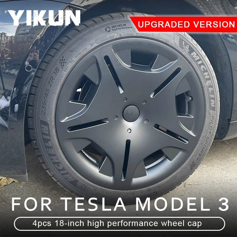 

4PCS Hub Cap Performance for Tesla Model 3 Replacement Wheel Cap Automobile 18-Inch Hubcap Full Rim Cover Accessories 2018-2024