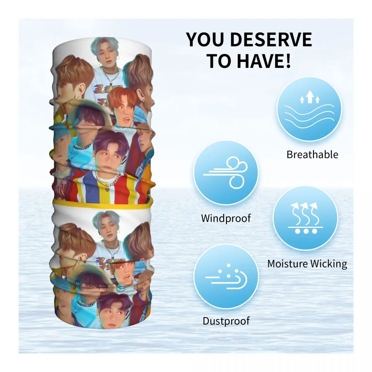 ATEEZ Backgroundless ATEEZ Bandana Neck Gaiter Motocross Face Mask Multi-use Cycling Riding Unisex Adult Windproof