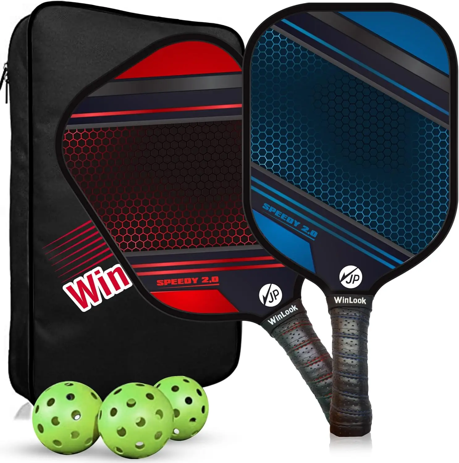 

Premium Pickleball Paddles Set with Graphite Carbon Fiber Rackets, Balls, and Carry Bag for Indoor or Outdoor Play