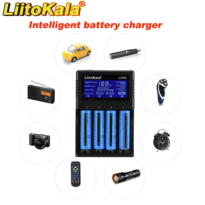 LiitoKala Ładowarka do baterii litowych 3.7V Lii-PD2 Lii-PD4 LCD do 21700 20700 18650 18350 26650 22650 14500 — zdjęcie produktu 6