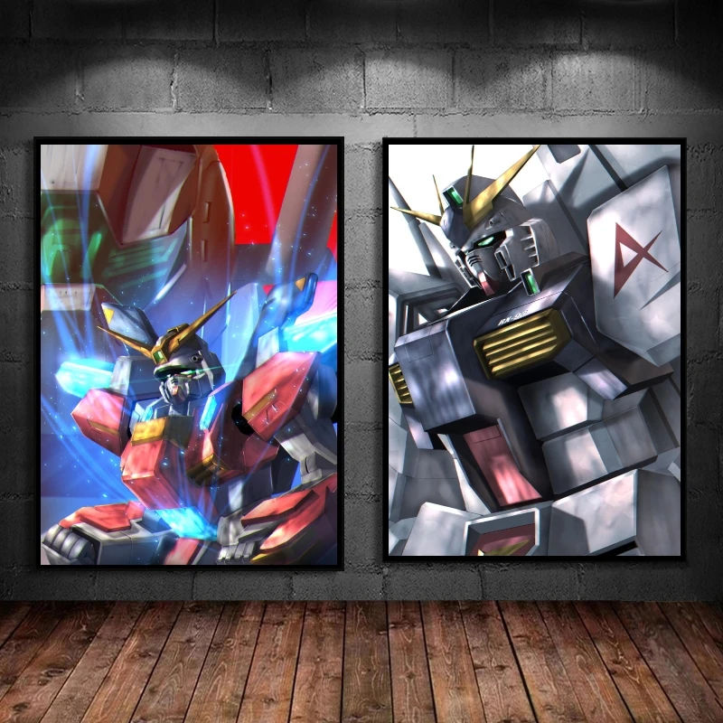 

Canvas Hd Prints Poster Gundam Home Wall Stickers Kid Action Figures Gift Art Children's Bedroom Decor Cartoon Character Picture
