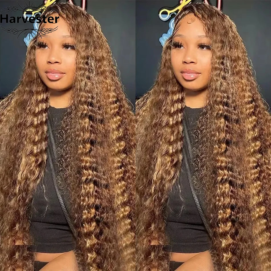 

13x6 13x4 Highlight 38 Inch Lace Frontal Wig Curly Human Hair Wigs P427 Brazilian Deep Wave Lace Front Wig