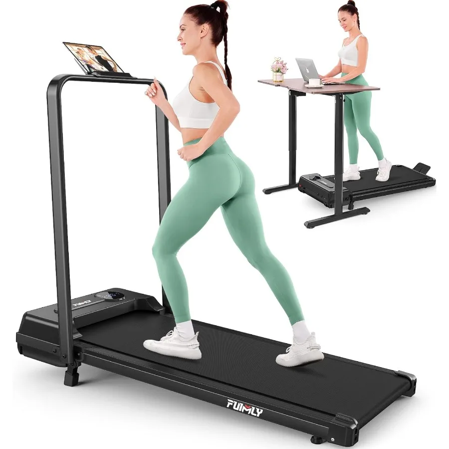 FUNMILY-almohadilla para caminar mejorada, cinta de correr con 12 barras de mango inclinado, cintas de correr plegables de 3,5 HP para el hogar, espacios pequeños debajo del escritorio Com