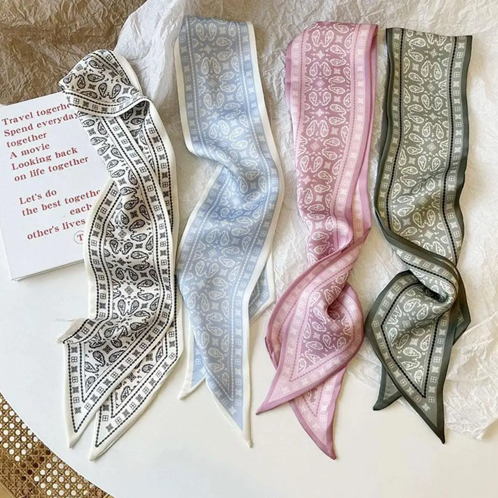 Women Scarf Luxury Silk Scarf Fashion Hair Headband Foulard Skinny Bag Scarves Neckerchief Suitable For Daily Wear
