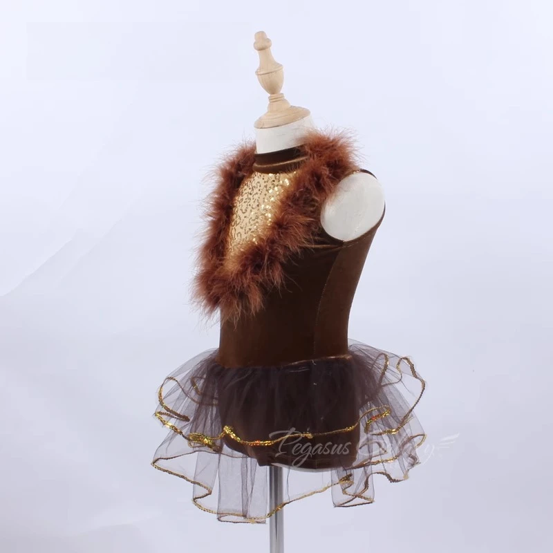 Abito da balletto per ragazza Donna senza maniche Performance sul palco Dancewear Bambini Spettacoli teatrali senza schienale Abiti Abbigliamento da ballo con piume per adulti