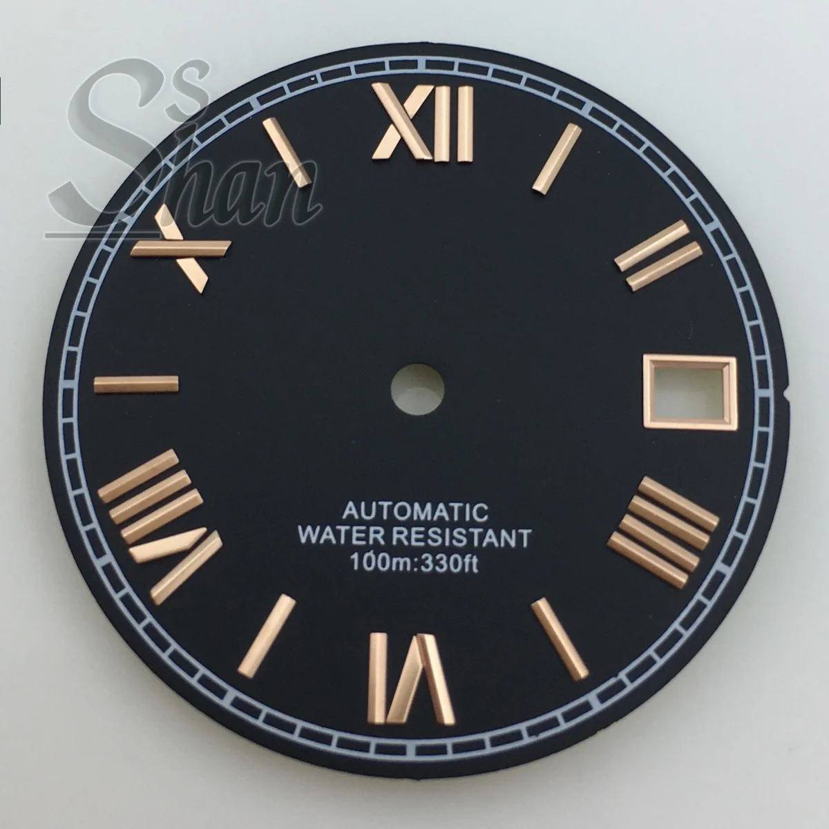 29mm 블랙 화이트 레드 골드 다이얼 로마 인덱스 NH35 NH36 무브먼트 호환 3시 방향 크라운