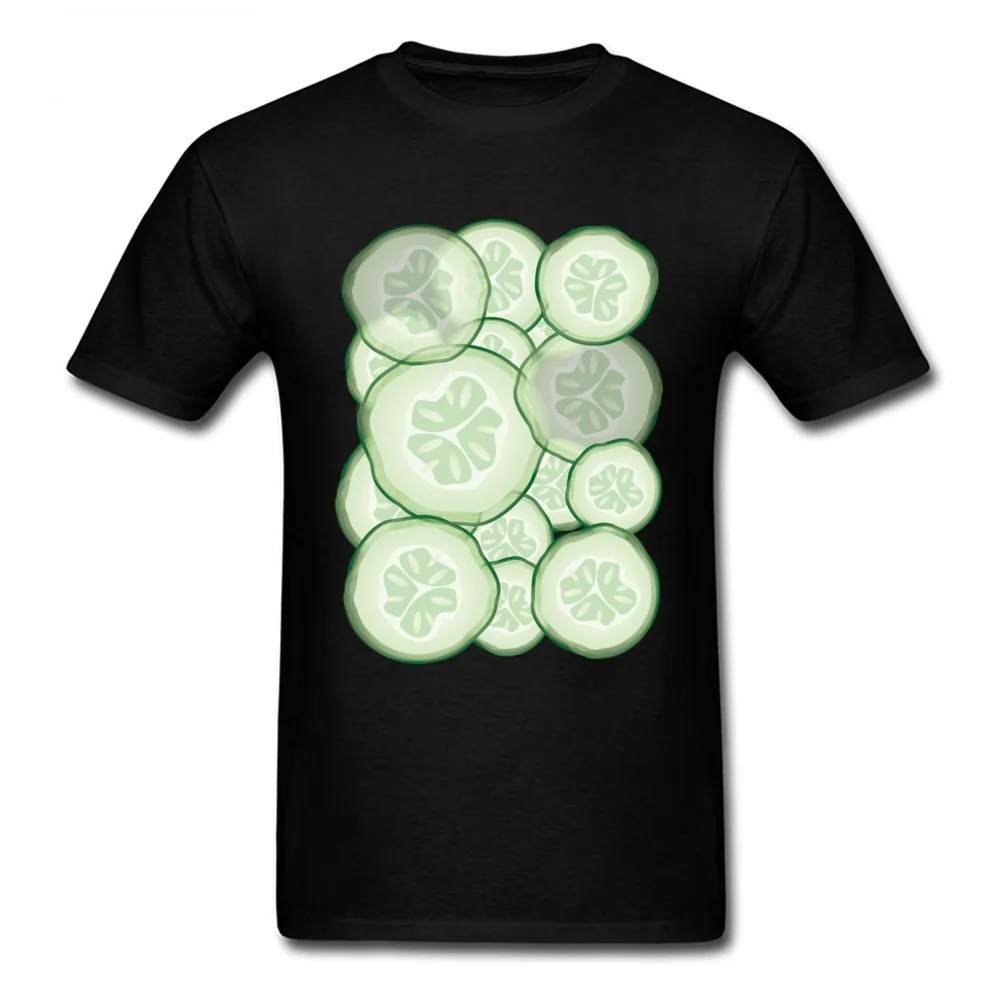 Cucumber Slices Tees Men T Shirt Fresh Summer Style T-shirt Cold Black Tshirts Cotton Top Clothes Simple Tees Father Day Gifts