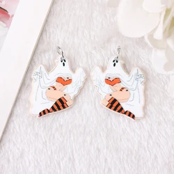 10Pcs Halloween Charms Creative Acrylic Pumpkin Pinup Ghost Jewelry Findings Earring Pendant Necklace DIY Making Accessories