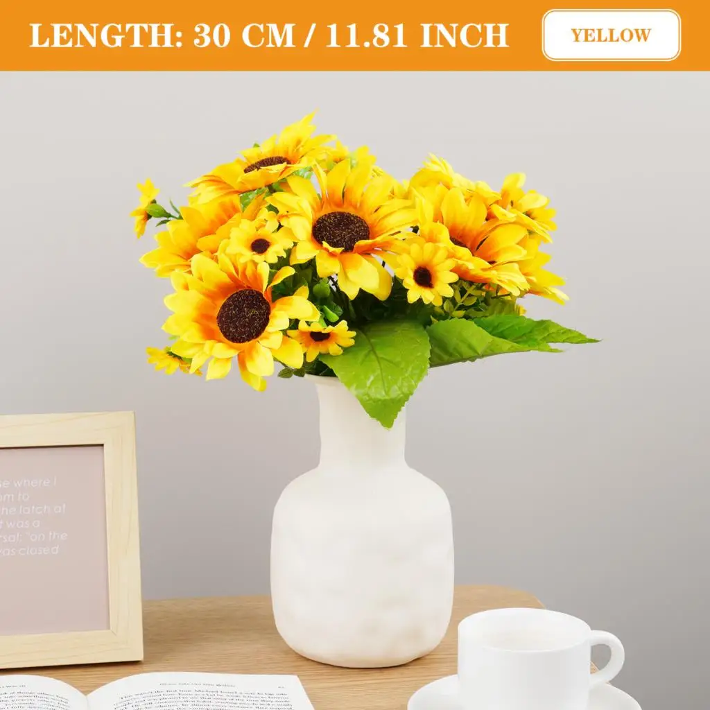 Künstlicher Sonnenblumenstrauß aus Seide, künstliche Blumen für Hochzeit, Party, Heimdekoration, DIY-Mittelstücke, Vasenarrangements