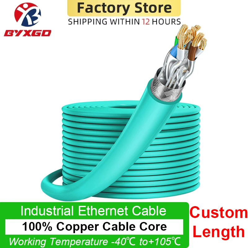SFTP Industrial Ethernet Cable Waterproof Oil-Resistant Fire-Rated UV-Resistant 26AWG PVC Flexible Shielded Patch Cable LAN POE