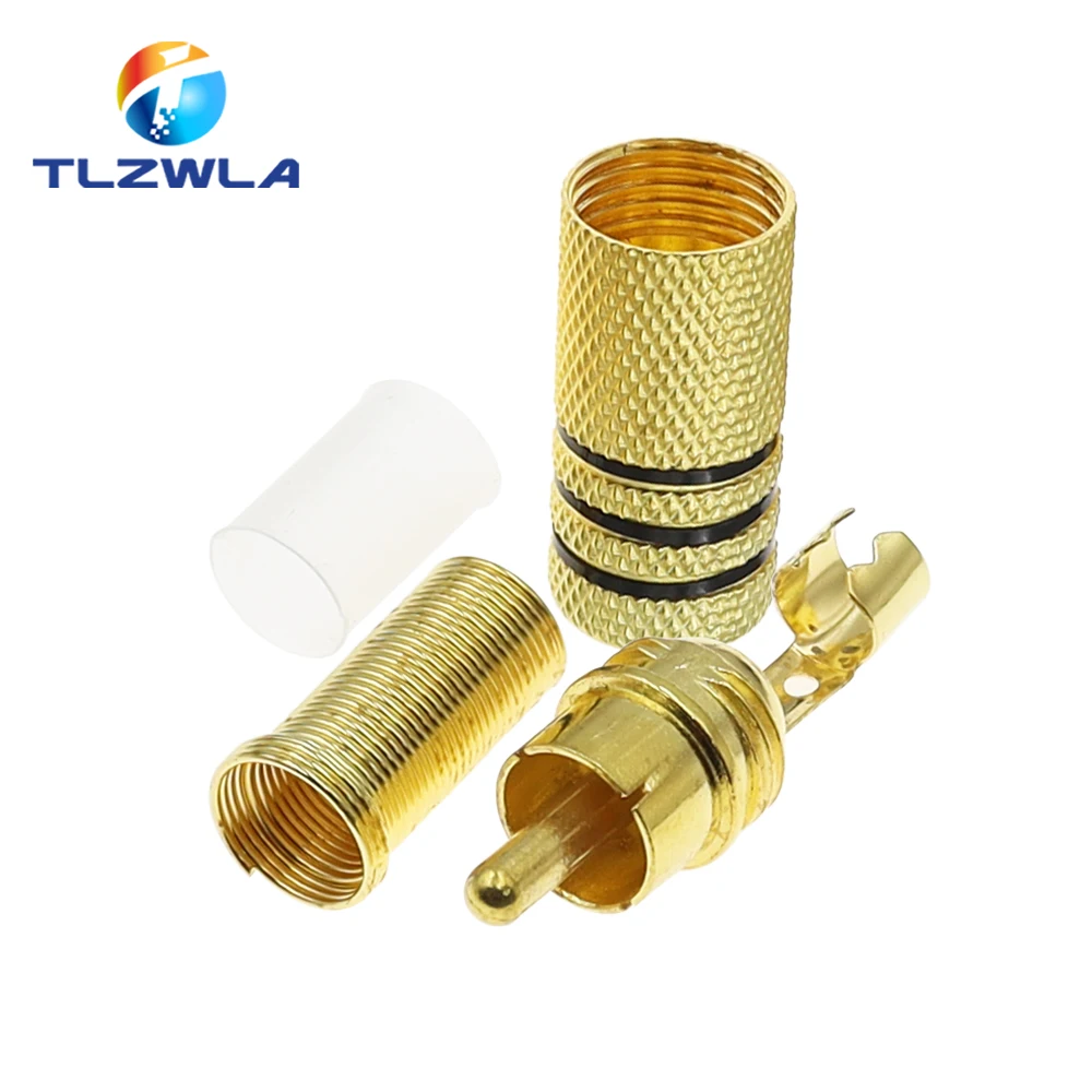 2PCS Gold Red Black Metal Spring RCA Connector Male Jack Plug AV Plugs For PC Audio Vedio Welding DIY Parts