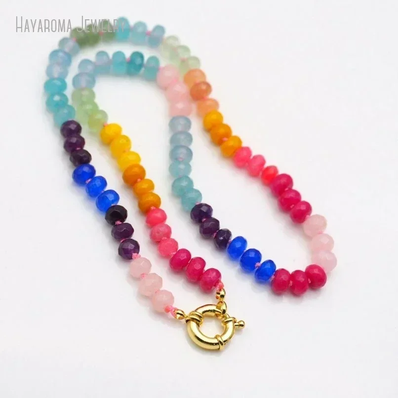 

10Pcs Ombre Multi Color Candy Rainbow Gemstone Bead Choker Layer Necklace Women Boho Neon Jewelry Gift Collares