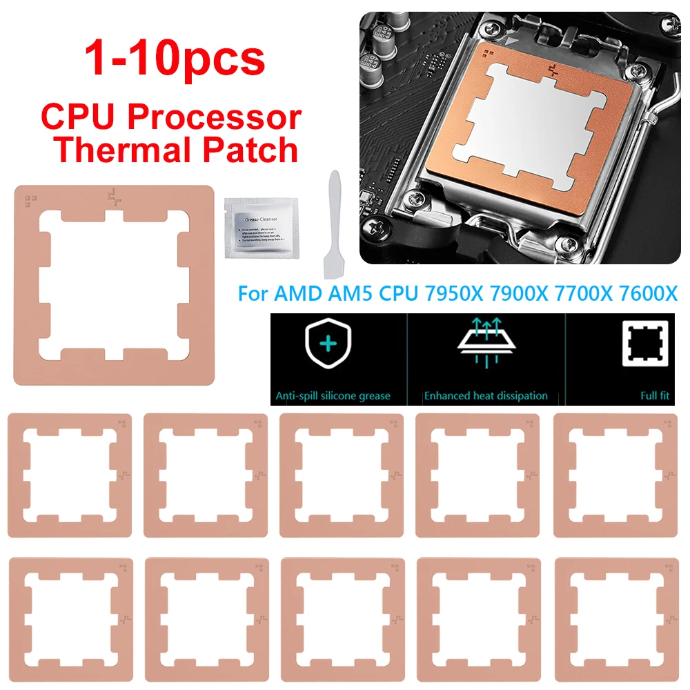 CPU Processor Thermal Patch Replacement Pure Copper Thermal Conductive Patch Accessories for AMD AM5 CPU 7950X 7900X 7700X 7600X