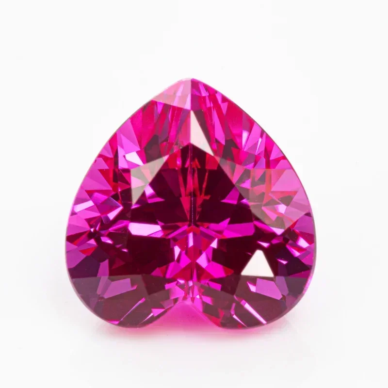 

Wholesale Lab Grown Sapphire Heart Shape Hot Pink Color Stone for Charms Diy Jewelry Making Necklace Selectable Certificate