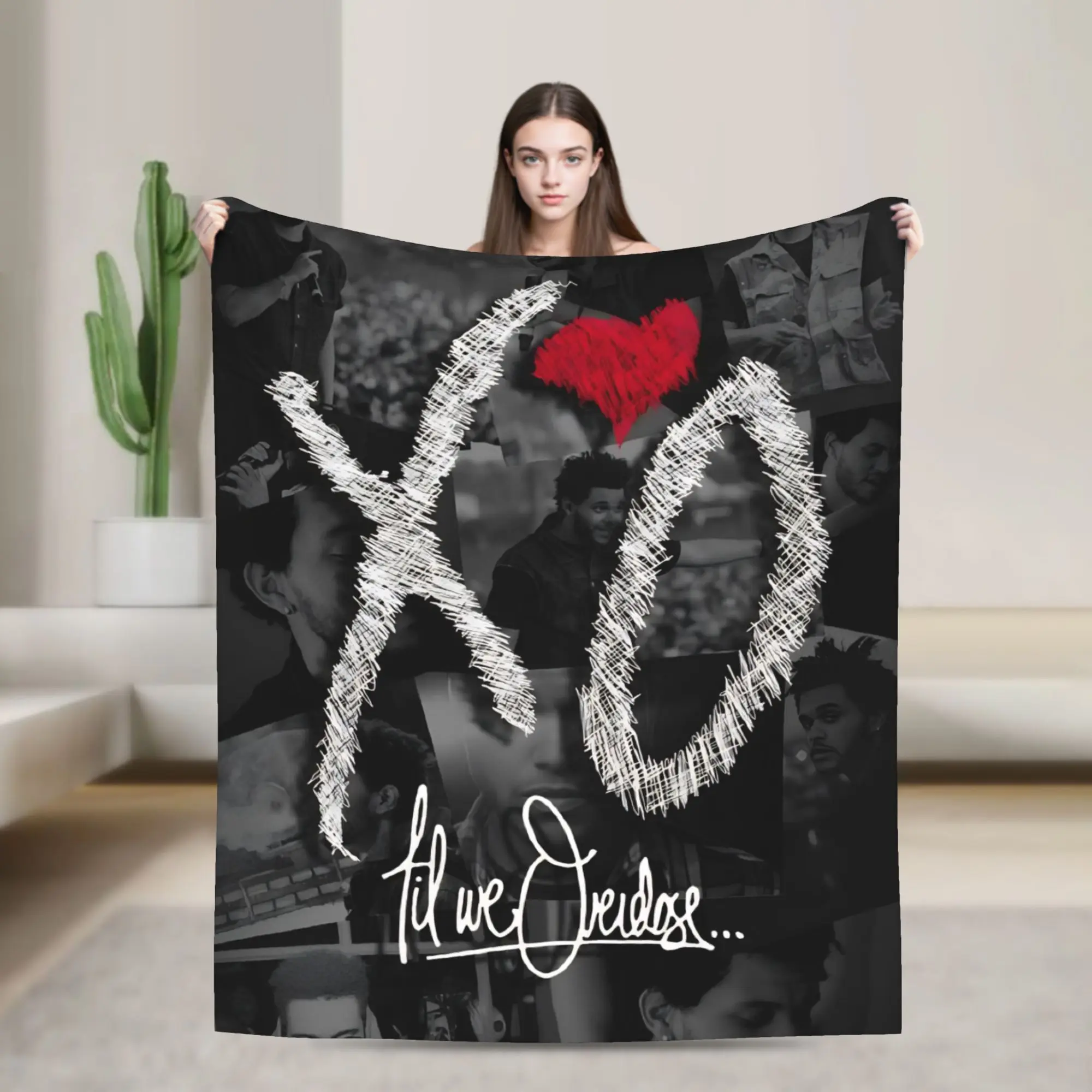 The Weeknd XO Album Flannel Blanket  Super Warm Throw Blanket for Home Decor Camping Pattern Bedspread Sofa Bed Cover