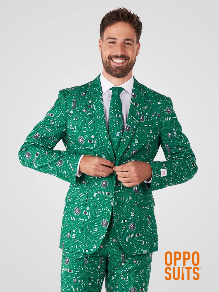 

High Quality Men Suits Circuit board Suit For Men's Fashion Casual Luxury Jackets Bar Blazers Coats Hombre Clothes Wedding Dress