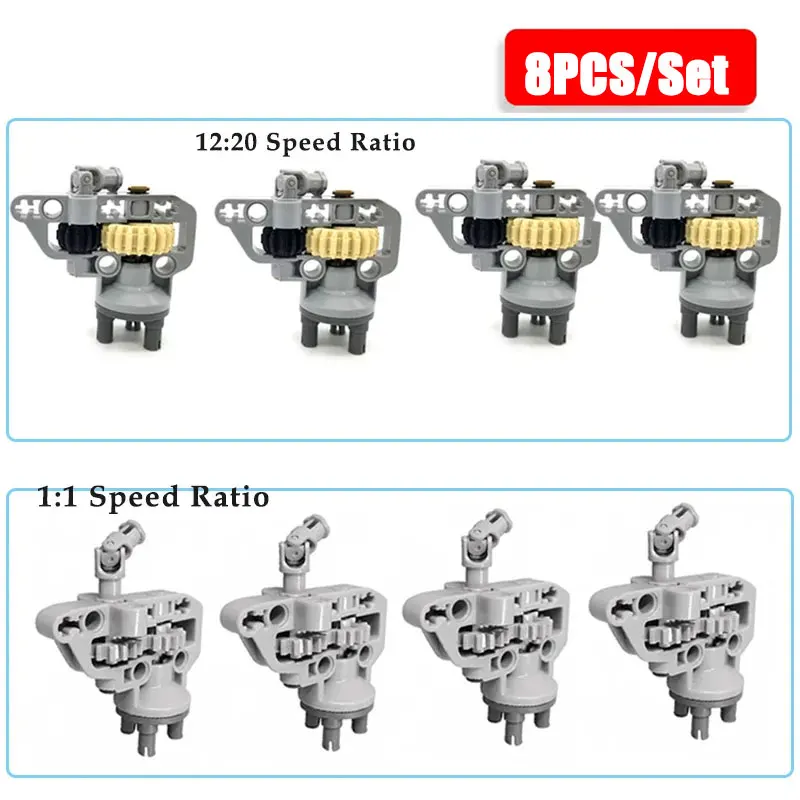 8PCS MOC 12:20/1:1 Speed Ratio Suspension Drive Technology Building Blocks Parts 92908 92909 Assembled Bricks Toys Accessories