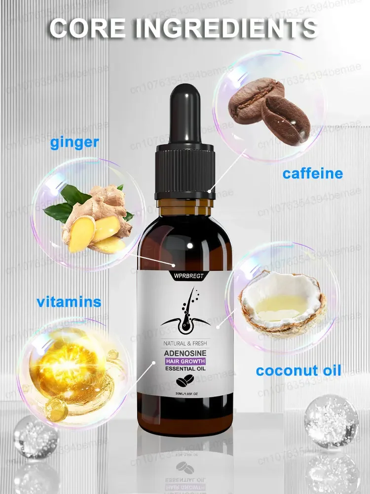 Serum pertumbuhan rambut dengan adenosine esensi solusi minyak produk pengaktif pengobatan cepat kebotakan alopecia herediter dan seboroik