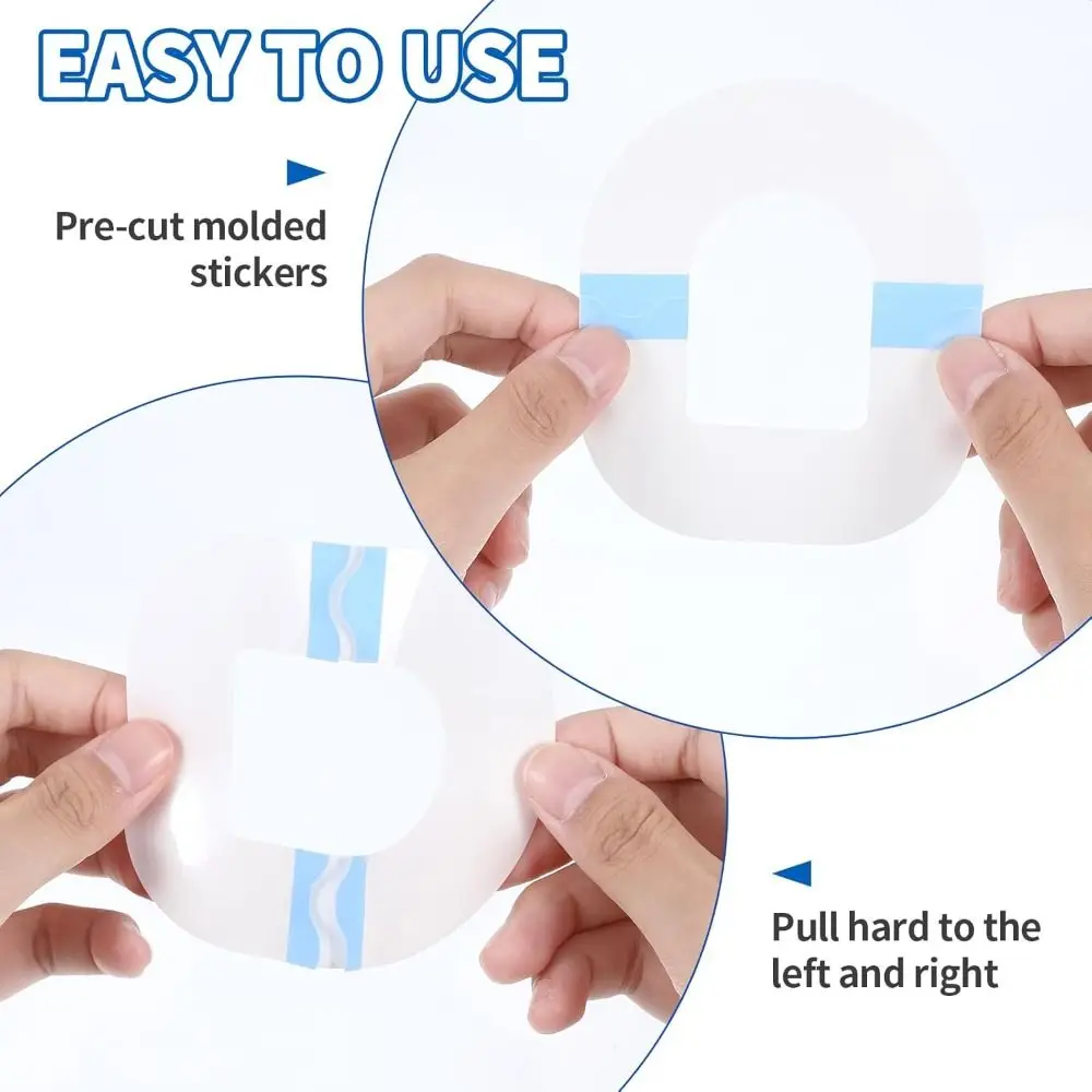 10PCS Waterproof Glucose Monitor Stickers Pre-Cut Breathable Glucose Monitor Adhesive Patches Sweatproof Hypoallergenic