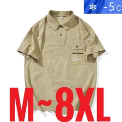 Ice Silk Men's Polo Shirts Turn Down Collar Summer Tshirt Male Short Sleeve Cool Casual Fashion Big Size Plus Large Oversize Top