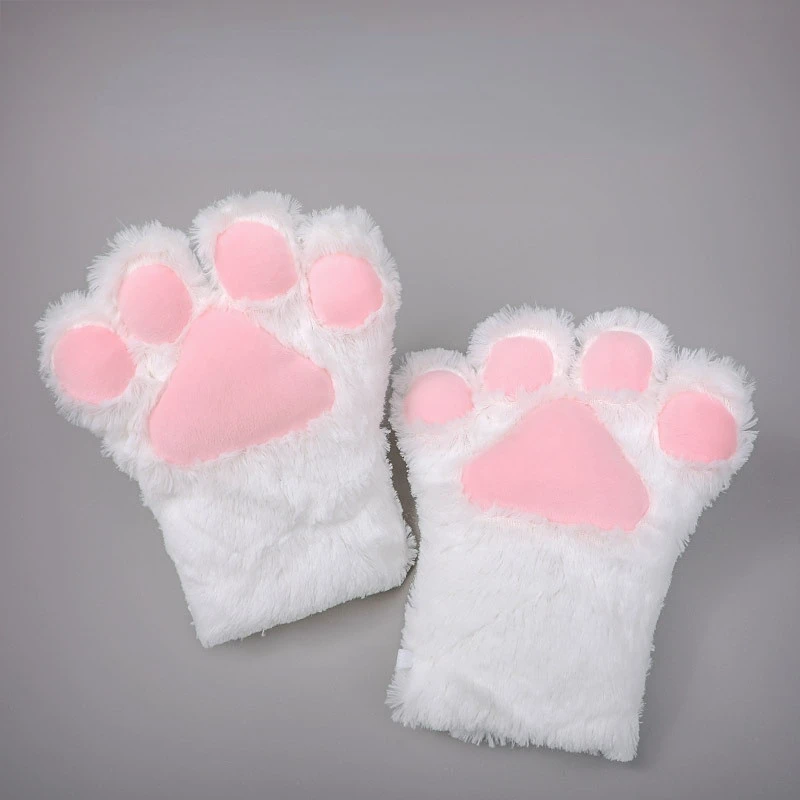 

1PC Women Girls Cute Cat Paw Gloves Winter Warm Plush Cartoon Anime Cosplay Christmas Fluffy Bear Cat Gloves Costume Accessories