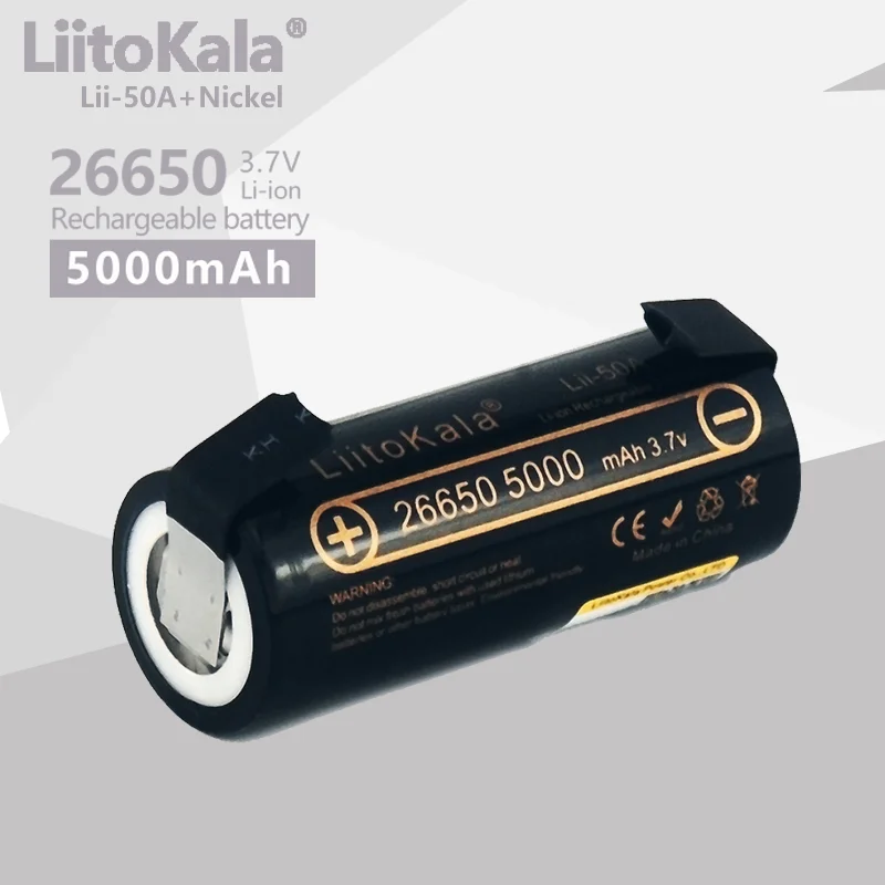 1PCS LiitoKala Lii-50A 26650 5000mAh High Capacity 26650 lithium battery for Flashlight power Bank Li-ion Rechargeable Battery