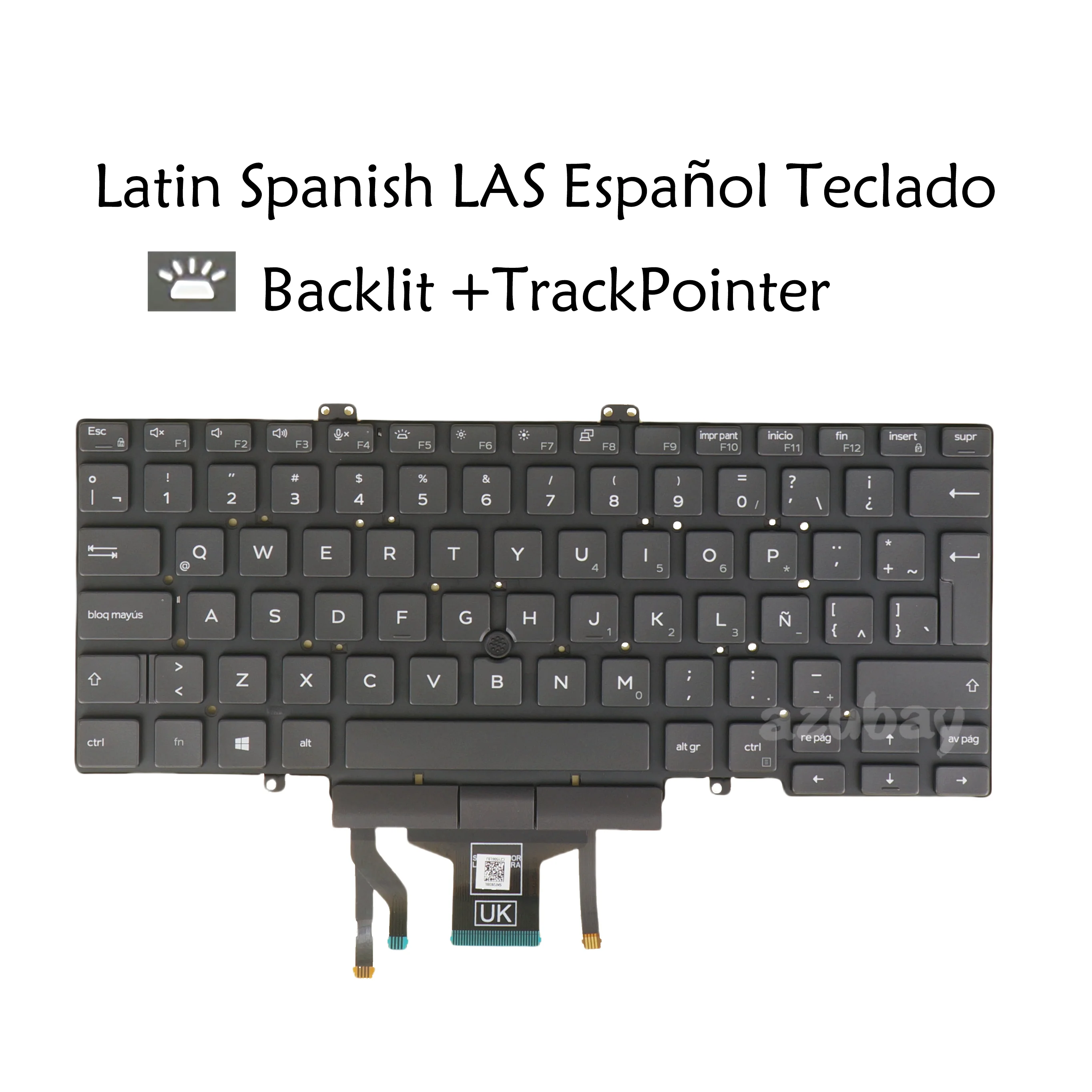 لوحة مفاتيح الكمبيوتر المحمول الإسبانية /La لأجهزة Dell 09Gg3W 9Gg3W Pk132Fb1A22 Nsk-Ew0Bc، Latitude 5400 5401 5410 5411، بإضاءة خلفية، بدون إطار، مع مؤشر تتبع