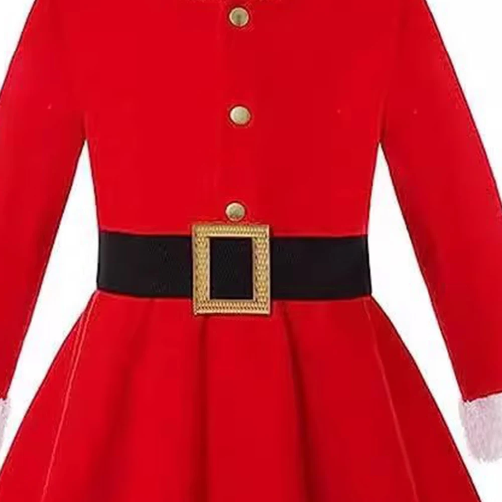 عيد الميلاد سانتا كلوز زي الفتيات عيد الميلاد تأثيري فستان المراهقين الفتيات الاطفال مقنعين فستان عيد الميلاد ملابس الحفلات 100-170 سنتيمتر