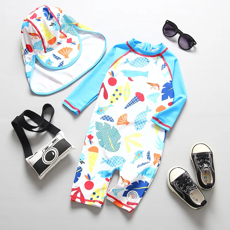 Baby Girl Swimwear Long Sleeve Kids Bathing Suit UPF 50 UV Protection Children Swimming Suit One Piece Beach Swimsuit for Girls