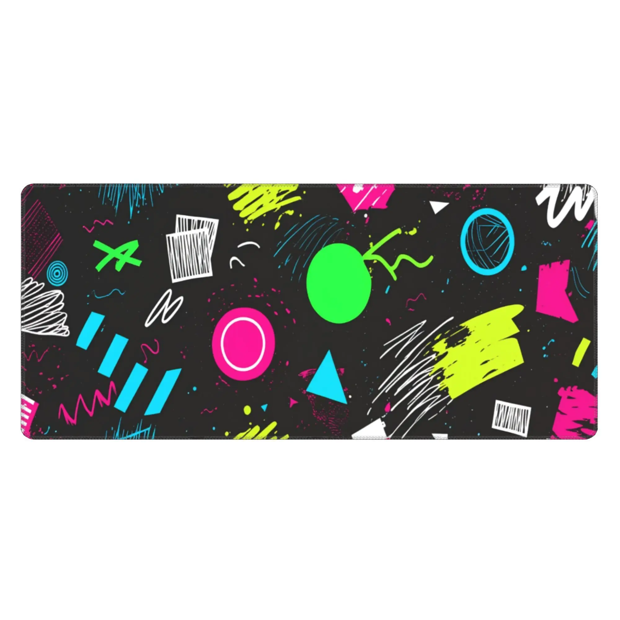 

Неоновый коврик для мыши с геометрическими фигурами, резиновый игровой коврик для стола, абстрактный аксессуар в стиле 80-х