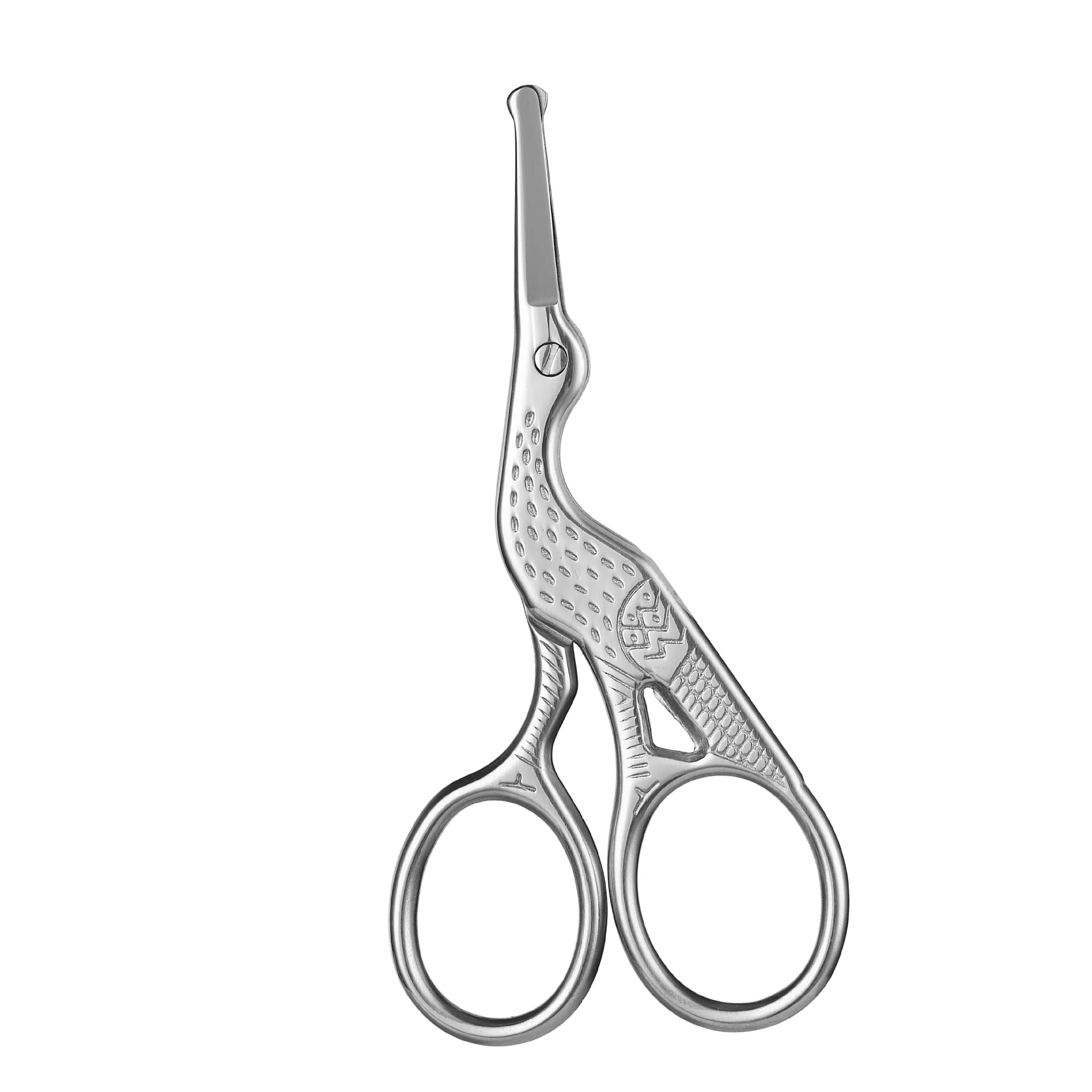 Round Head Stainless Steel Nose Hair Scissors Stork Type BeautyScissors For Eyebrows Nose Hair Beard Ear Hair Eyebrow Scissors