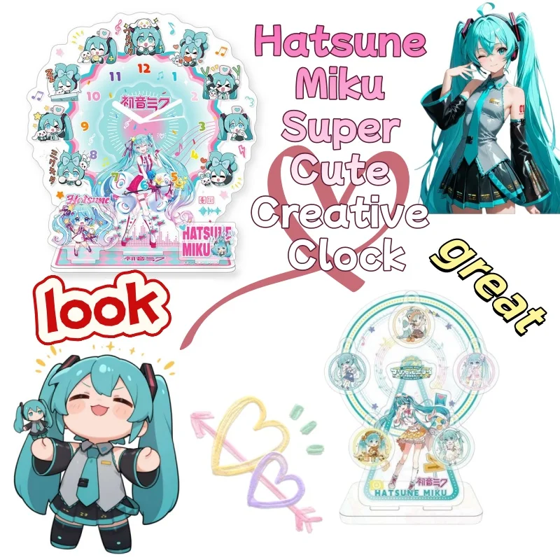 Reloj Acrílico de Hatsune Miku, Adornos Animados Súper Lindos, Letrero de Dibujos Animados, Decoración de Escritorio, Regalo Creativo de Cumpleaños