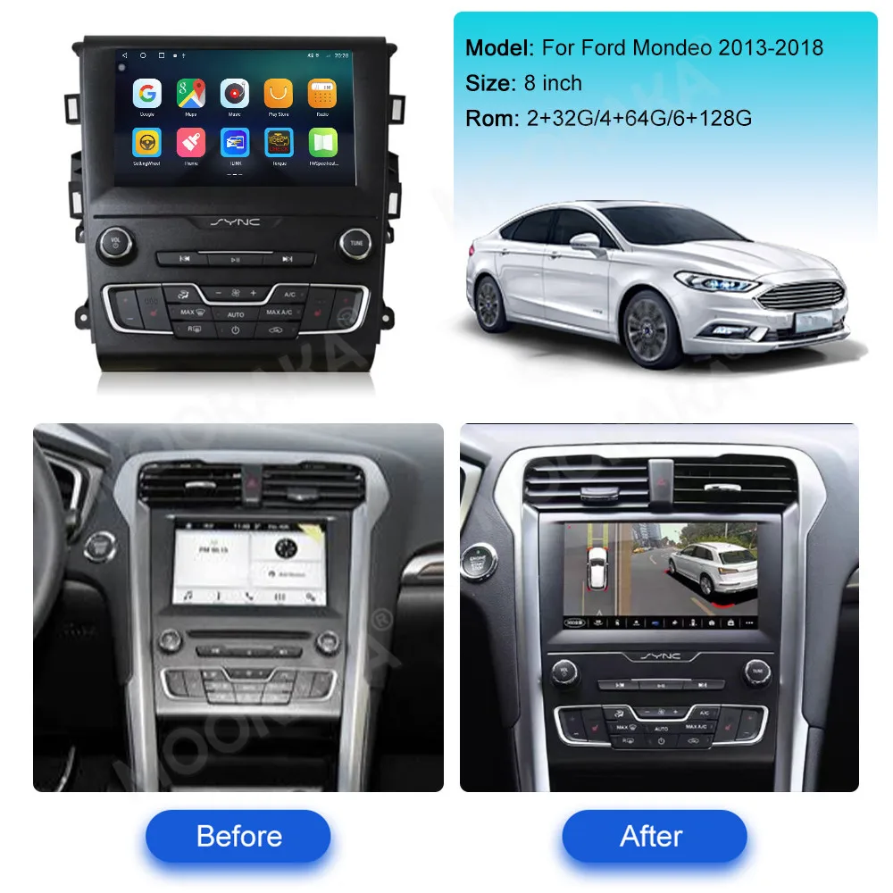 8'' Car Radio Android 12 For Ford Mondeo 2013-2018 Automotive Multimedia Player GPS Navigation Carplay Video Recorder Head Unit