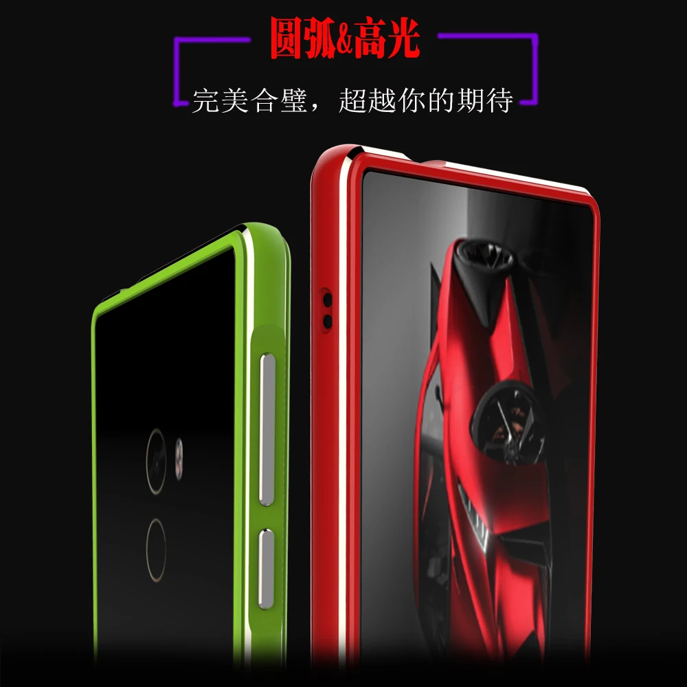 for Fundas Xiaomi MiX case Luxury Deluxe Ultra Thin aluminum Bumper For Xiaomi Mi MiX 6.4-inch + 2 Film (1 Front +1 Rear)