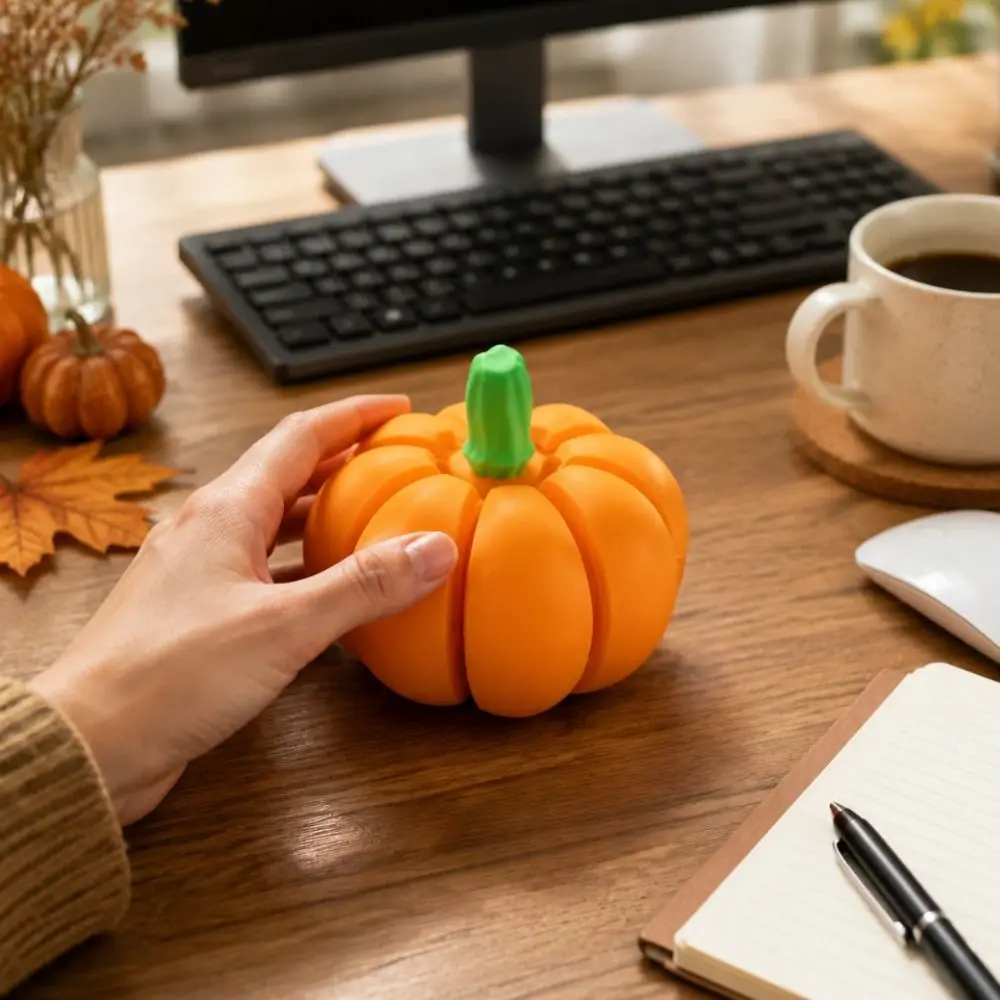 Cute Button Press Halloween Pumpkin Clicker Keychain Creative Orange 3D Printed Pendant Funny Palm Size Fidget Party Favor