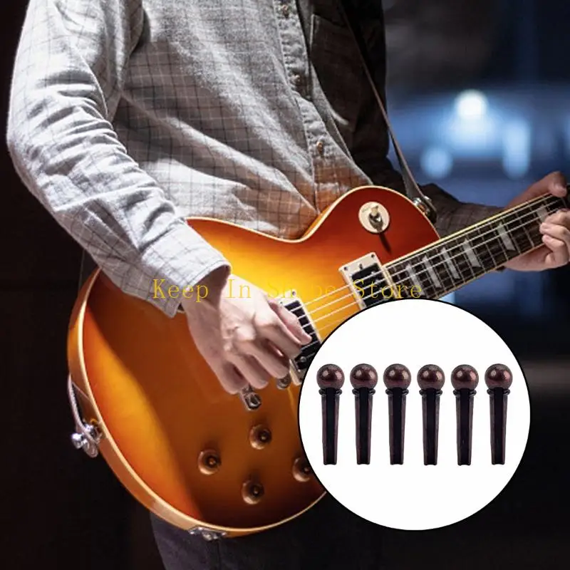 U1JC 6Pcs Acoustic Guitar Bridge Pins Guitar Bridge String Studs Guitar String Peg Instrument Replacement Parts Enduring