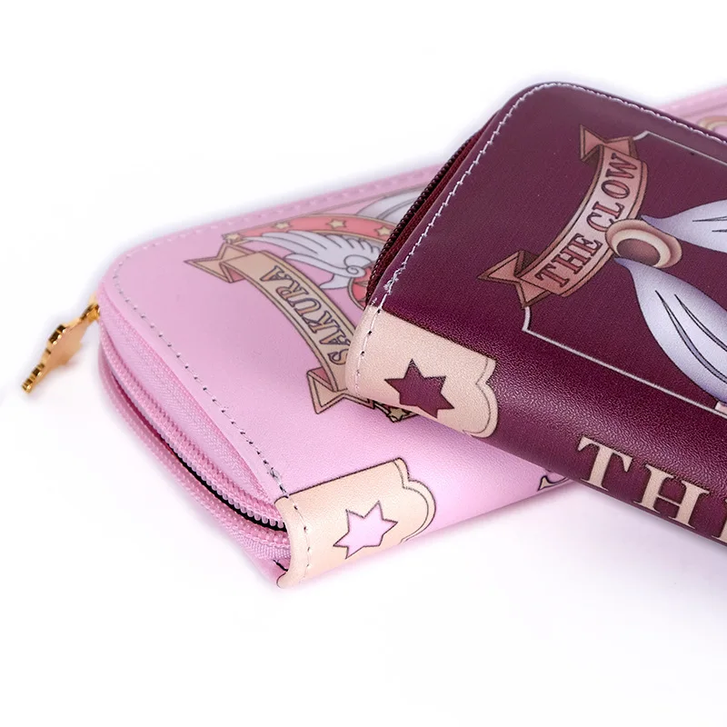 Card Captor Sakura Anime Star Moon Long Zip Wallet Wing Cosplay Handheld  Kawaii PU Wallet Cartoon Print Zero Wallet Student Gir