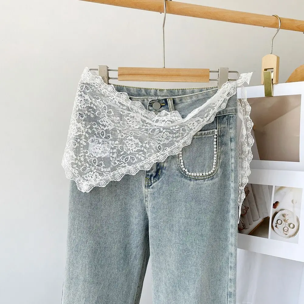 Casual Vintage Lace Flower Hair Scarf Shawl Thin Chic Style Bandanas for Women Cute Bohemian Sweet Headscarf Pastoral Style