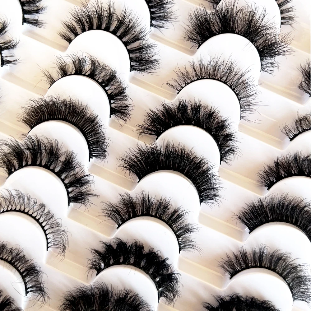 20 Pairs False Eyelashes Wispy Faux Mink Lashes Fluffy Handmade Fake Eyelashes 18MM Natural 20 Styles Pack Luxury Cat Eye Lashes