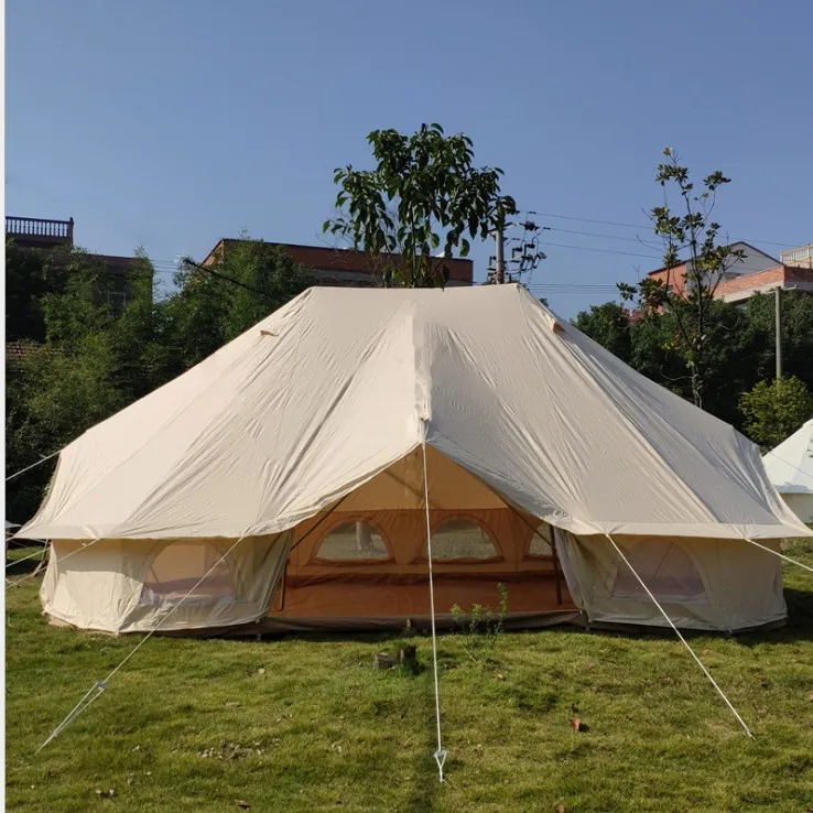 

Hot Sale Outdoor family Camping Big Cotton Canvas Bell Tent