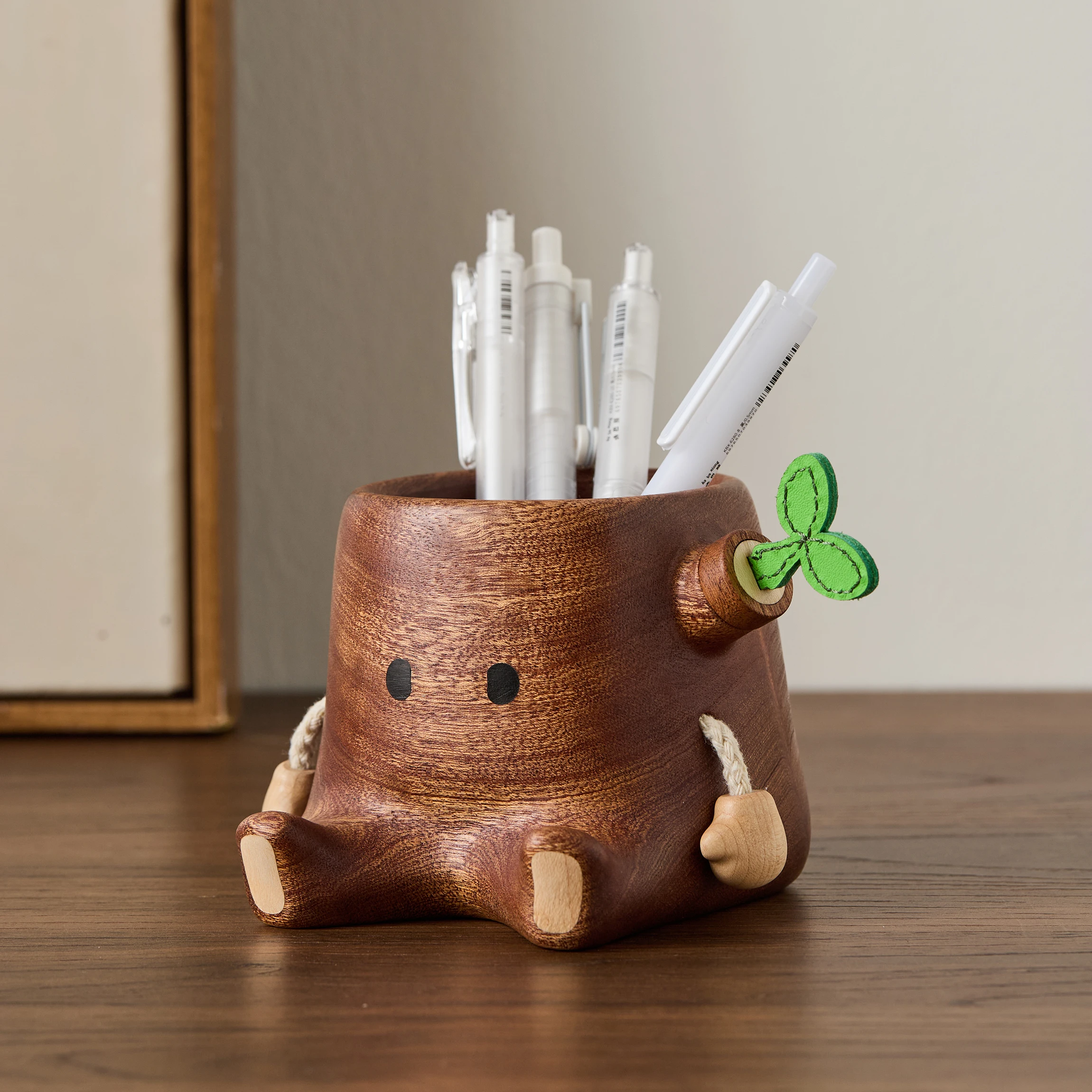 

Walnut Wood Pen Holder,Lightweight and Portable Desk Organizer,Perfect for Office and School,Wooden Desk Accessory for Storage