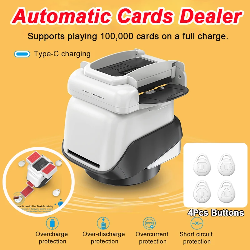 

360° Rotating Automatic Card Shuffle Dealer Machine Rechargeable 2 in 1 Playing Cards Shuffling Dealing Tool Party Poker Device
