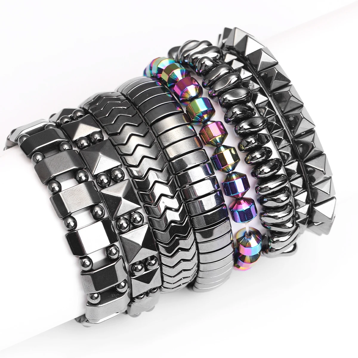 Classical Hematite Energy Beaded Elastic Magnetic Therapy Health Care Loss Weight Bracelets Slimming Health Care for Men Women