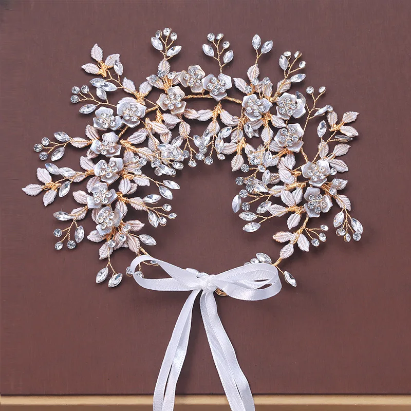 

Хрустальный жемчуг невесты, свадебный венок, головной убор, повязка на голову с искусственным цветком, реквизит для путешествий, венки, гирлянды, украшение головного убора