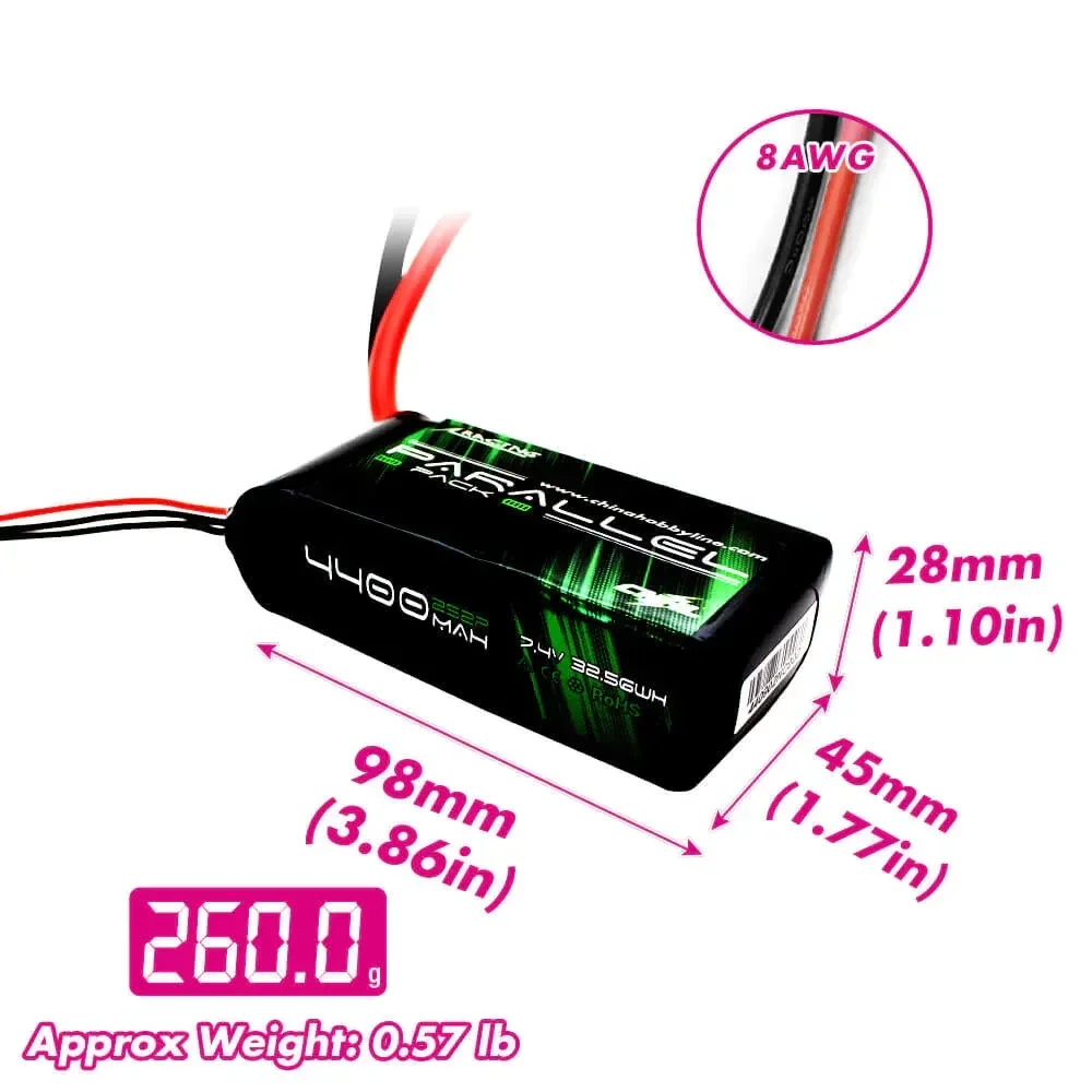 2S 3S 7.4V 11.1V Shorty Lipo Battery 4400mAh 6200mAh 90C Soft Pack with 8awg Copper Wire for RC Car Boat Truck Airplane #3