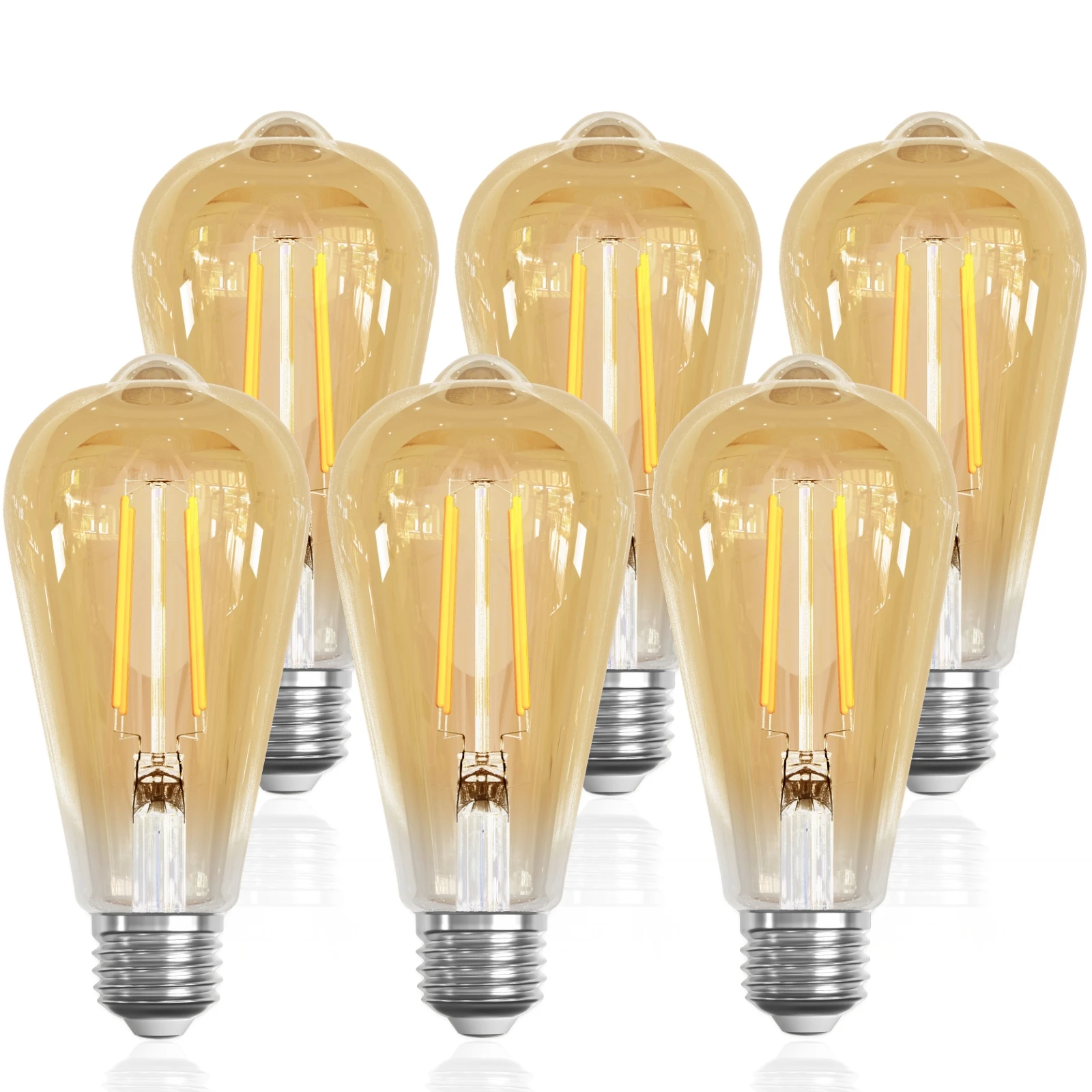 E27 LED ST64 Vintage Light Bulbs 230V 2700K 6W 630lm Golden Edison Light Bulb 6 Pack Ceiling Lamp Living Room Light Fixture