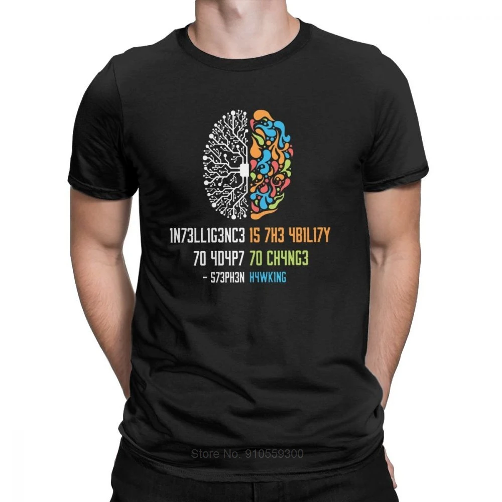 Cotton Tee Shirt Intelligence Men T Shirt Intelligence Is The Ability To Adapt To Change Vintage Science Slogan T-Shirt