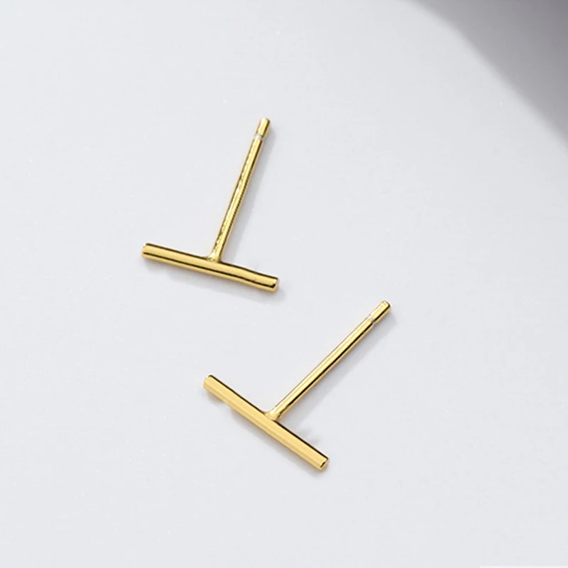 Trendy Small Hammer Shape Stud Earrings for Women Golden Silver Color Geometry Metal Square Earrings Personality Jewelry
