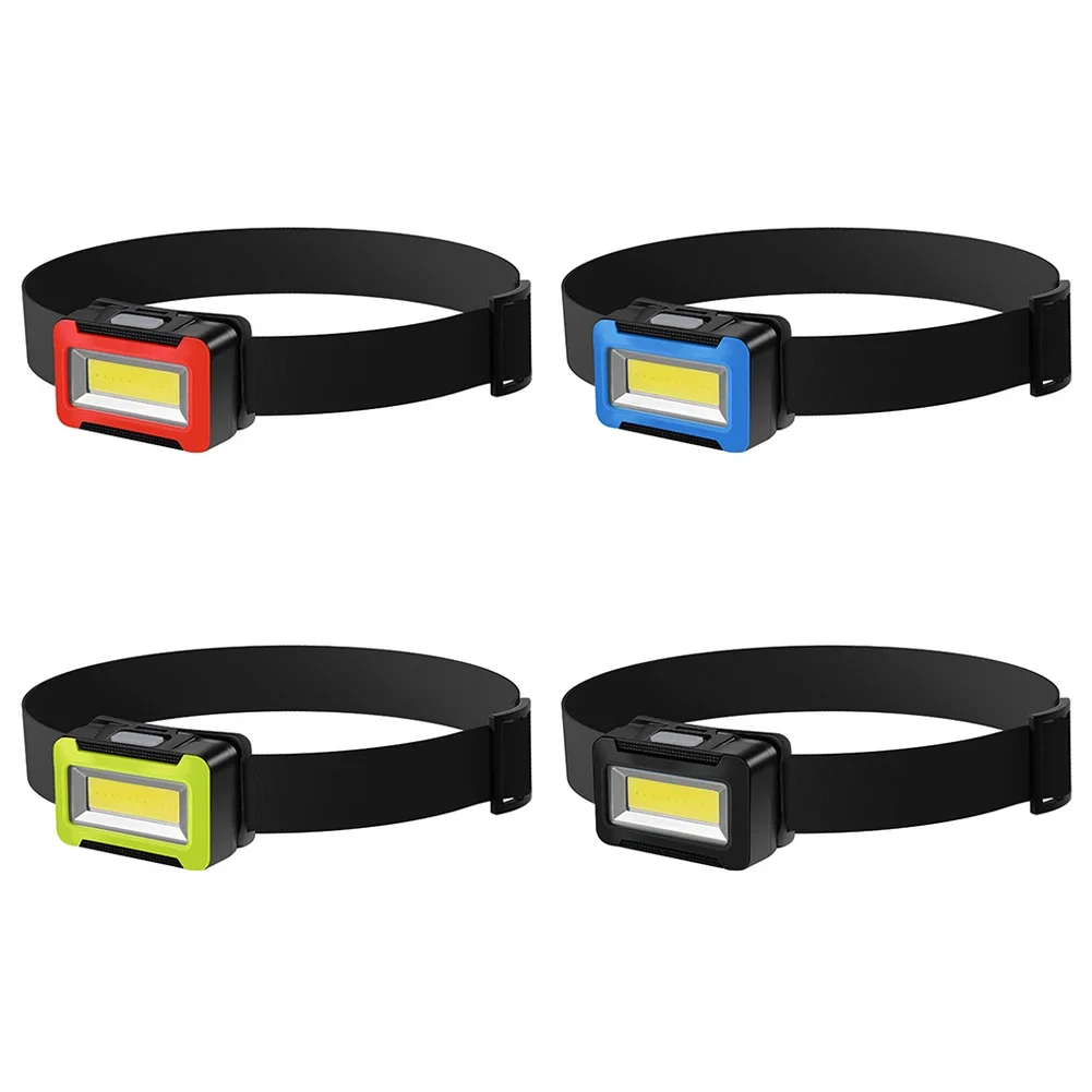 Mini Headlights Portable COB LED Headlamp Battery Powered Waterproof Head Lamp Flashlight 3 Modes Work Headlamp Head Front Light