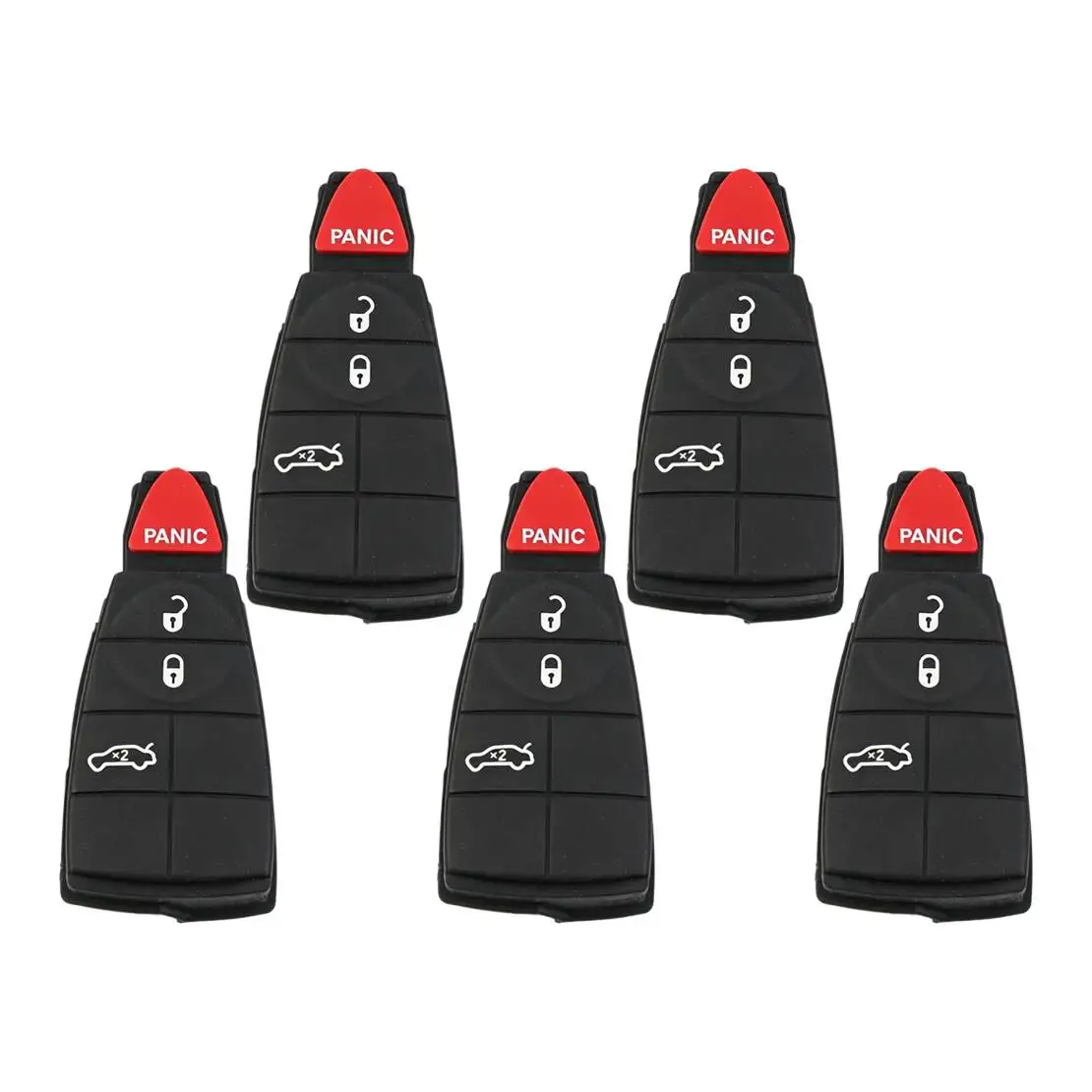 5pcs Keyless Remote Key Fob Case Shell 4 Buttons Rubber Pad fit for Chrysler Dodge RAM Jeep Grand Cherokee